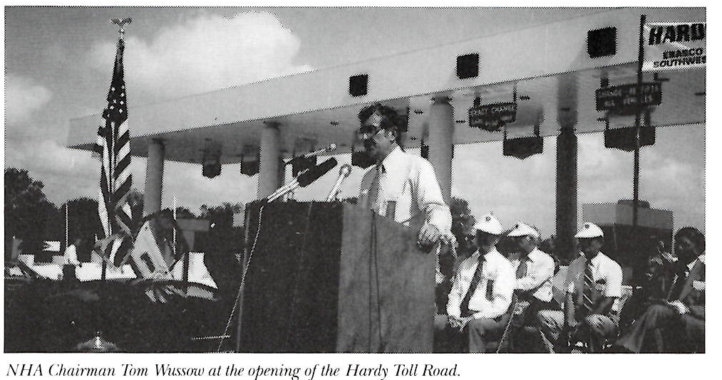 NHA Chairman Tom Wussow at Hardy Toll Road Opening
